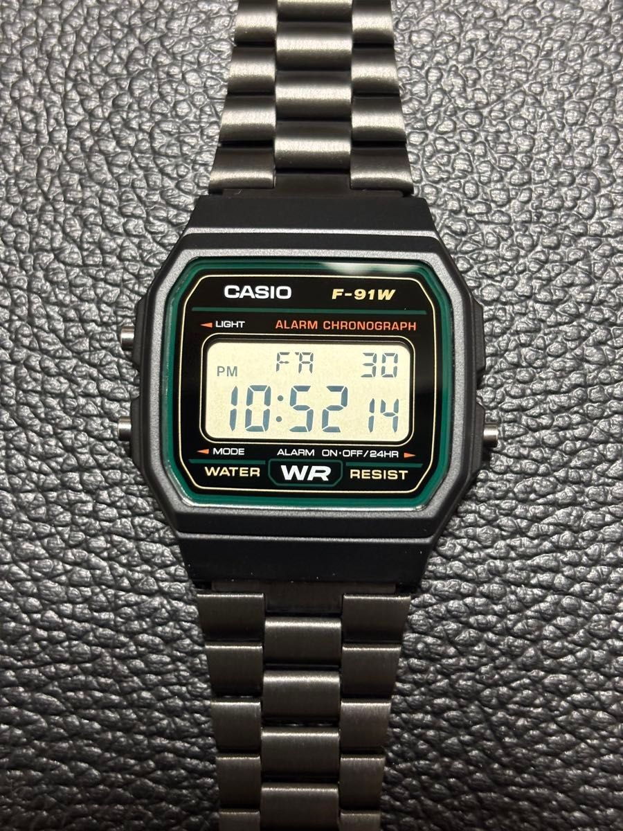 CASIO F-91WM-3AJH Digital Watch Custom Matte Black Stainless Steel Band