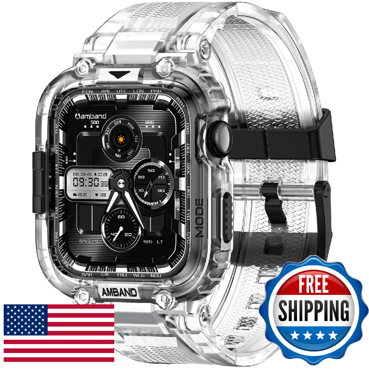 amBand Bands Case Compatible with Apple Watch Series 11/10 46mm for Men Women, M