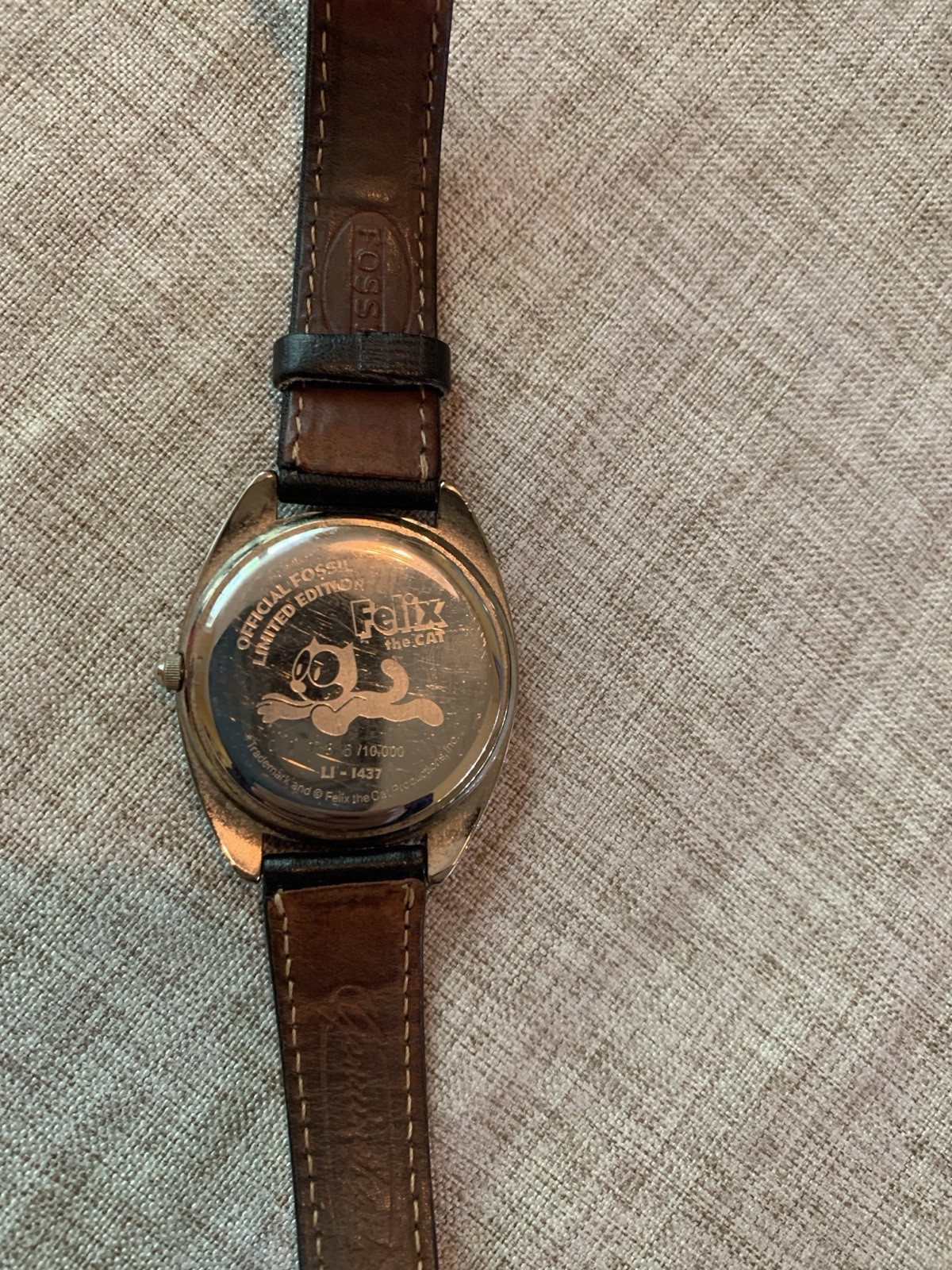 Fossil Felix the Cat Limited Edition Quartz Watch Black Dial Black Leather