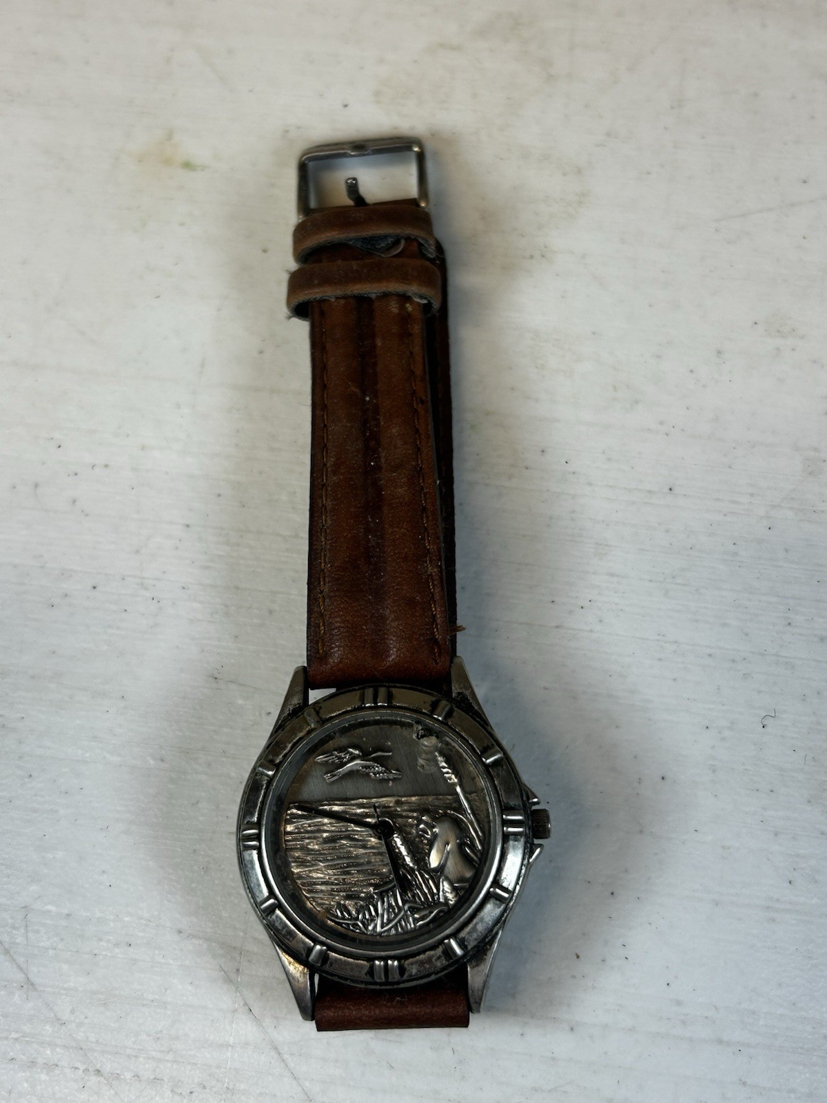 Cedar Creek Quartz Stainless Steel 40mm 3 ATM Silver Dial Roman Brown Leather
