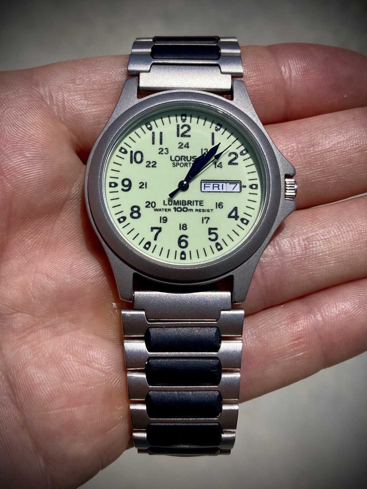 Lorus LumiBrite on Rare Retro Bracelet (Plus Bonus Strap)