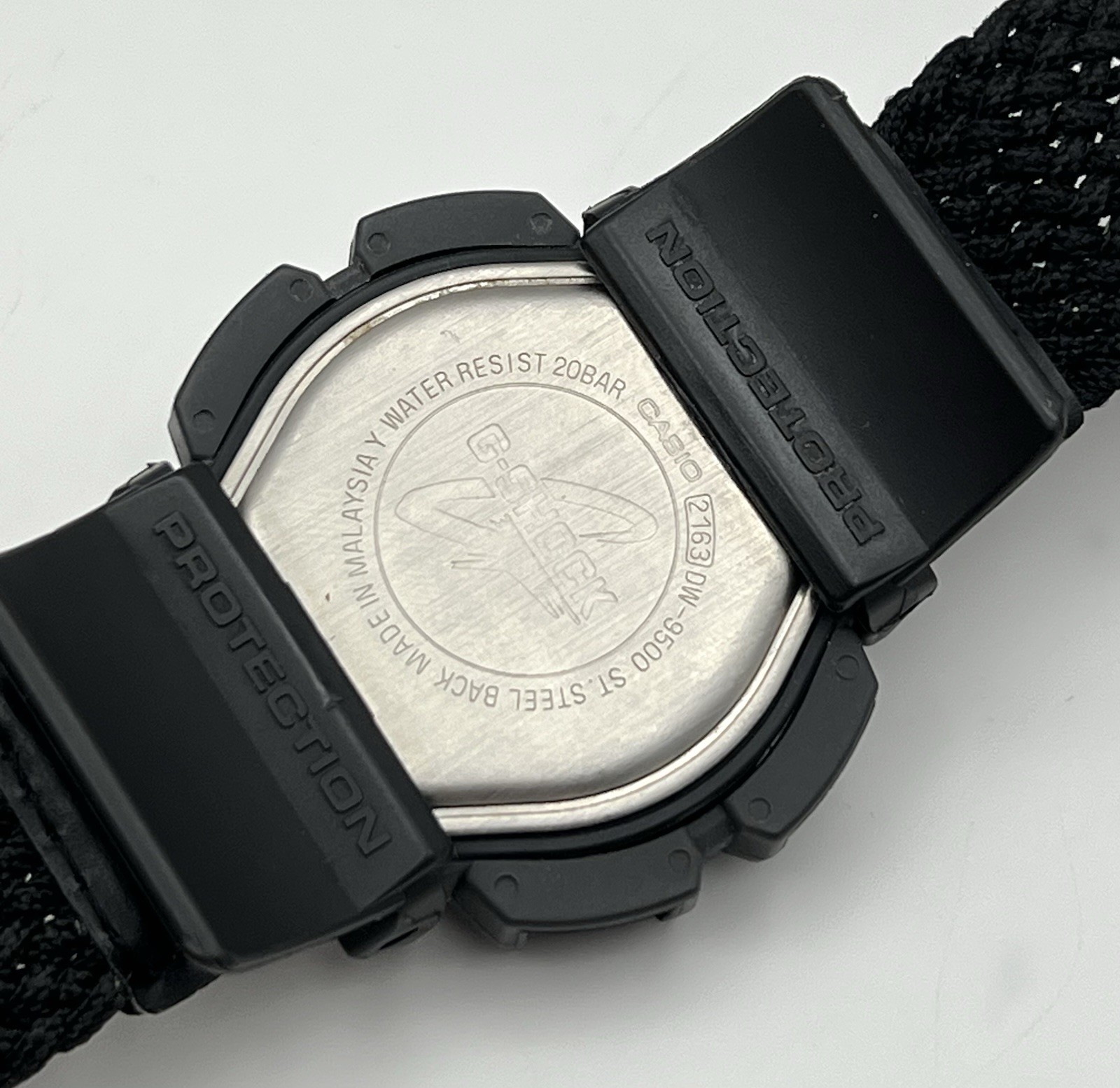 Casio 2163 G Shock DW-9500 Data Braided Nylon Strap Men’s 45mm Watch Excellent