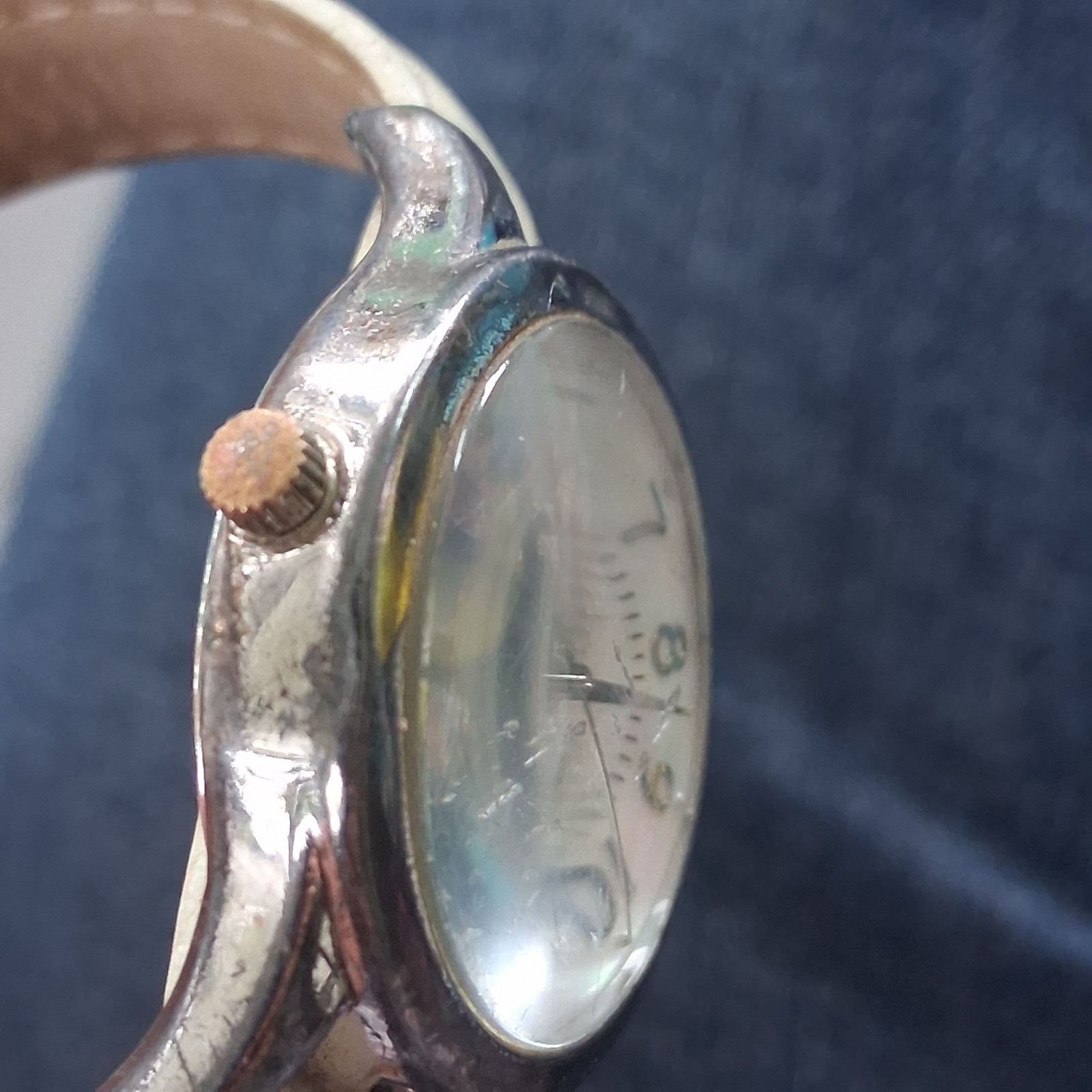 Ecclessi Sterling Silver 925 Watch Mother of Pearl Dial Working Leather Band