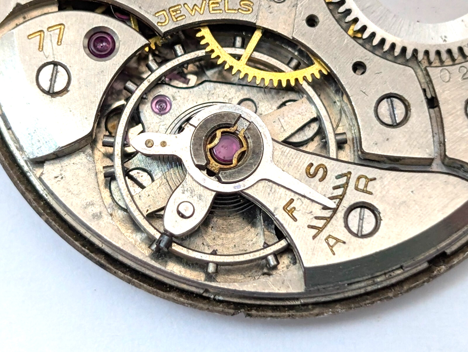 Rennert Military Dial & MISMATCHED Revue 77 27mm Watch Movement PARTS or REPAIR