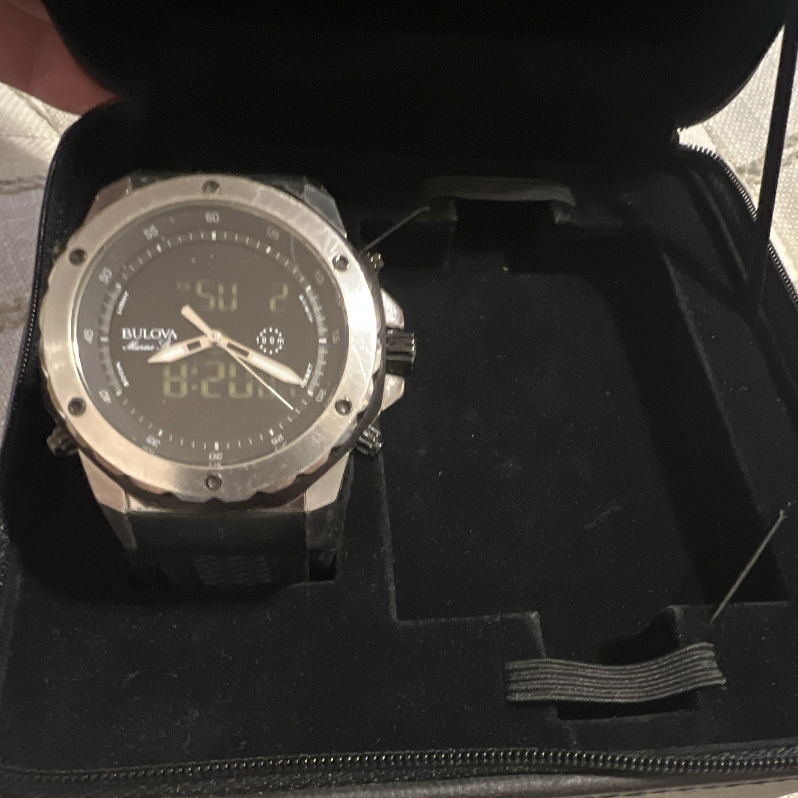 Bulova Marine Star Analog-Digital Quartz Watch 45mm Black Dial 100m WR