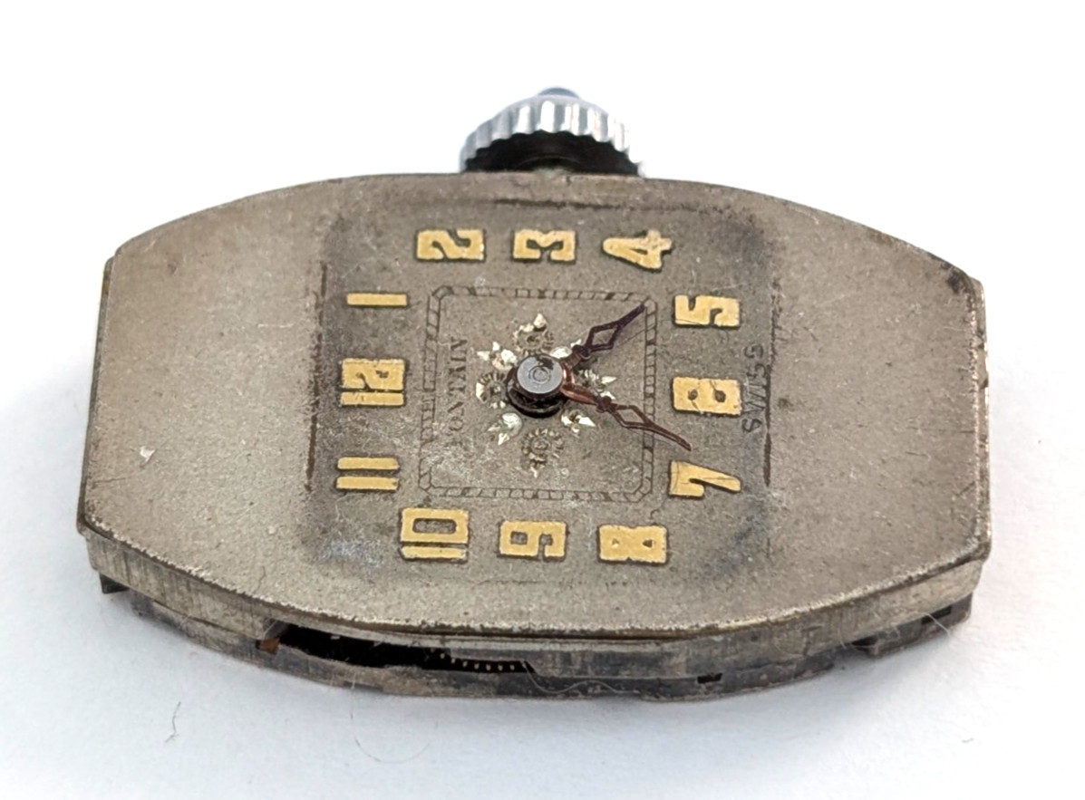 Vintage FONTAIN Helbros 10A 6j Art Deco Ladies 15mm Watch Movement PARTS REPAIR