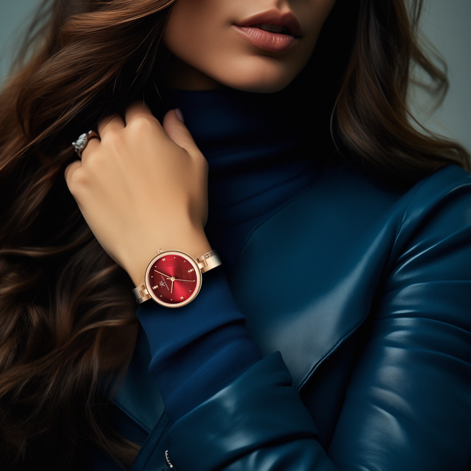 Kenneth Scott Women’s Casual Analog Watch | Red Dial, Rose Gold Case & Strap