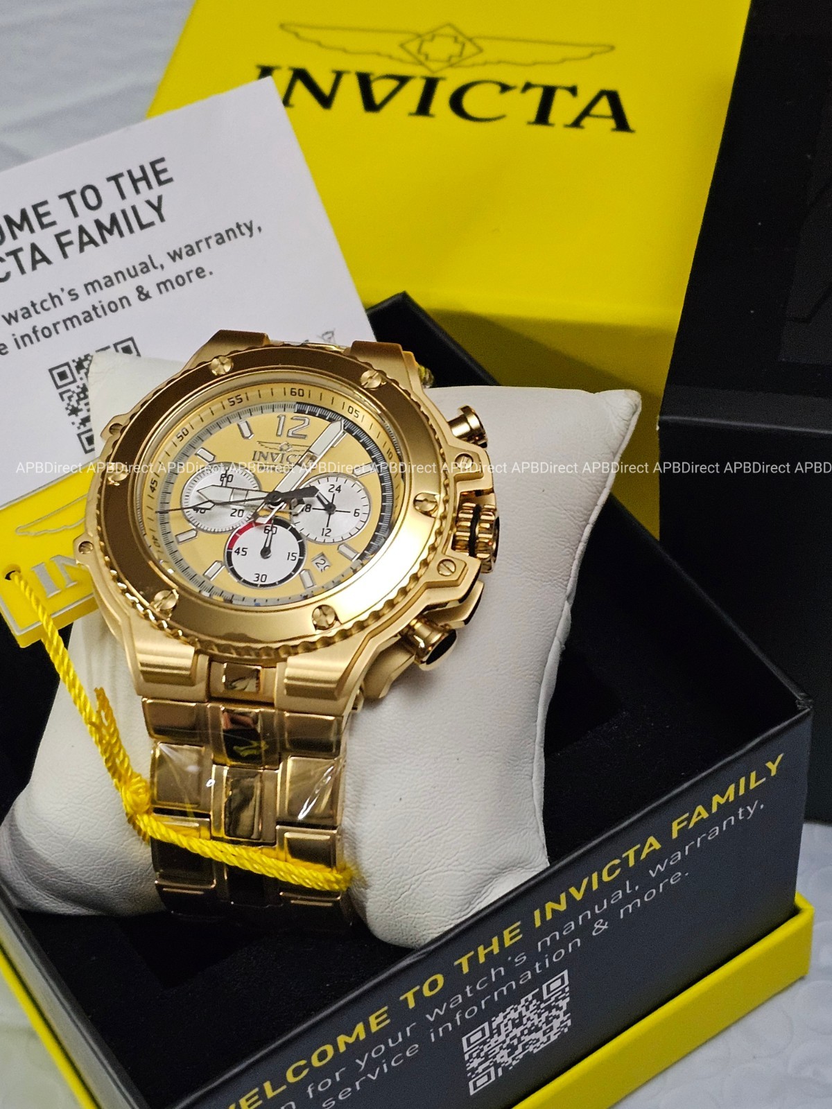 Invicta Racing Chronograph – Gold SS Case & Bracelet 56mm Case 200m Mens Watch