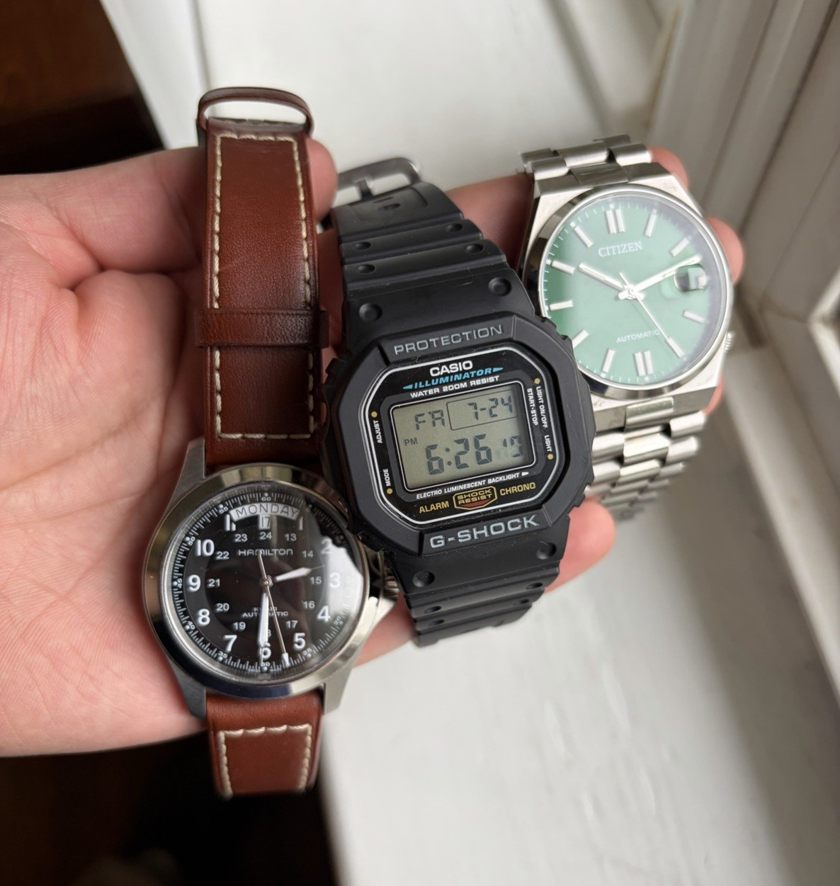 Hamilton Khaki Field Automatic, Citizen Tsuyosa, Classic G-Shock