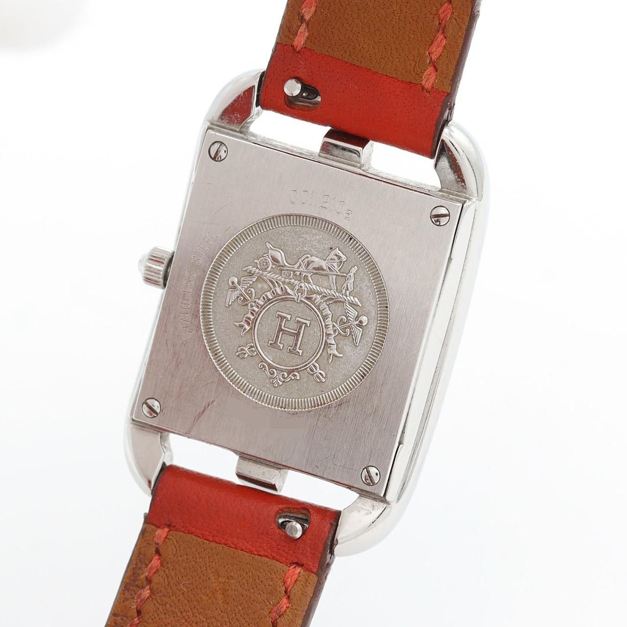 Hermes Watch Quartz Cape Cod Double Tour 8P-Diamond CC1.210 SS Red Strap