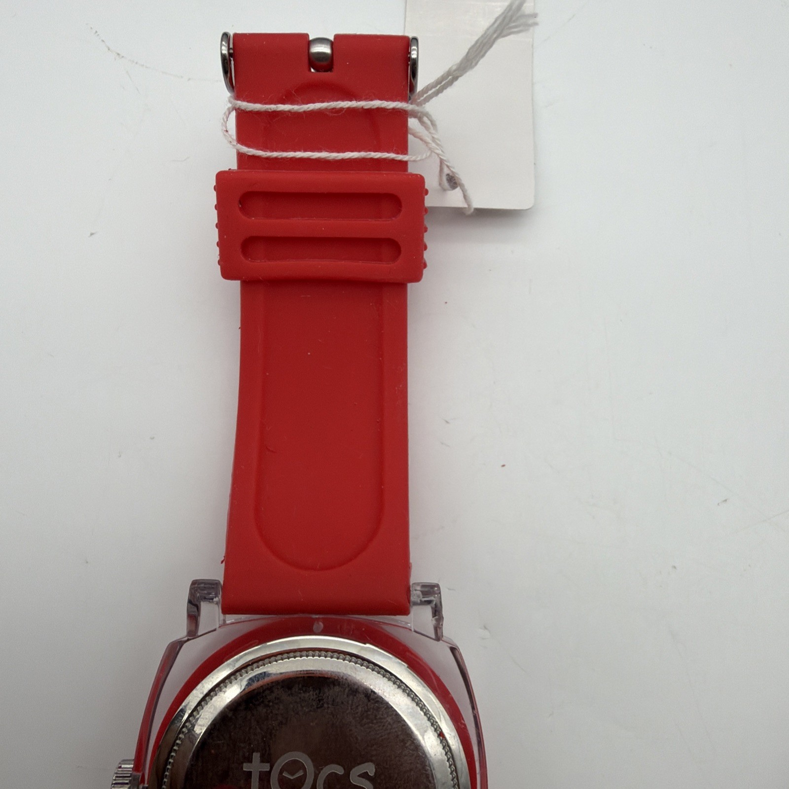 2x TOCS Watches Red and Clear Plastic And Black Quartz Women’s Oversized Watches