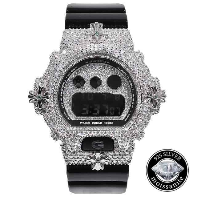 G-SHOCK Custom DW6900 Cross Design Dial with Custom Moissanite .925 Silver
