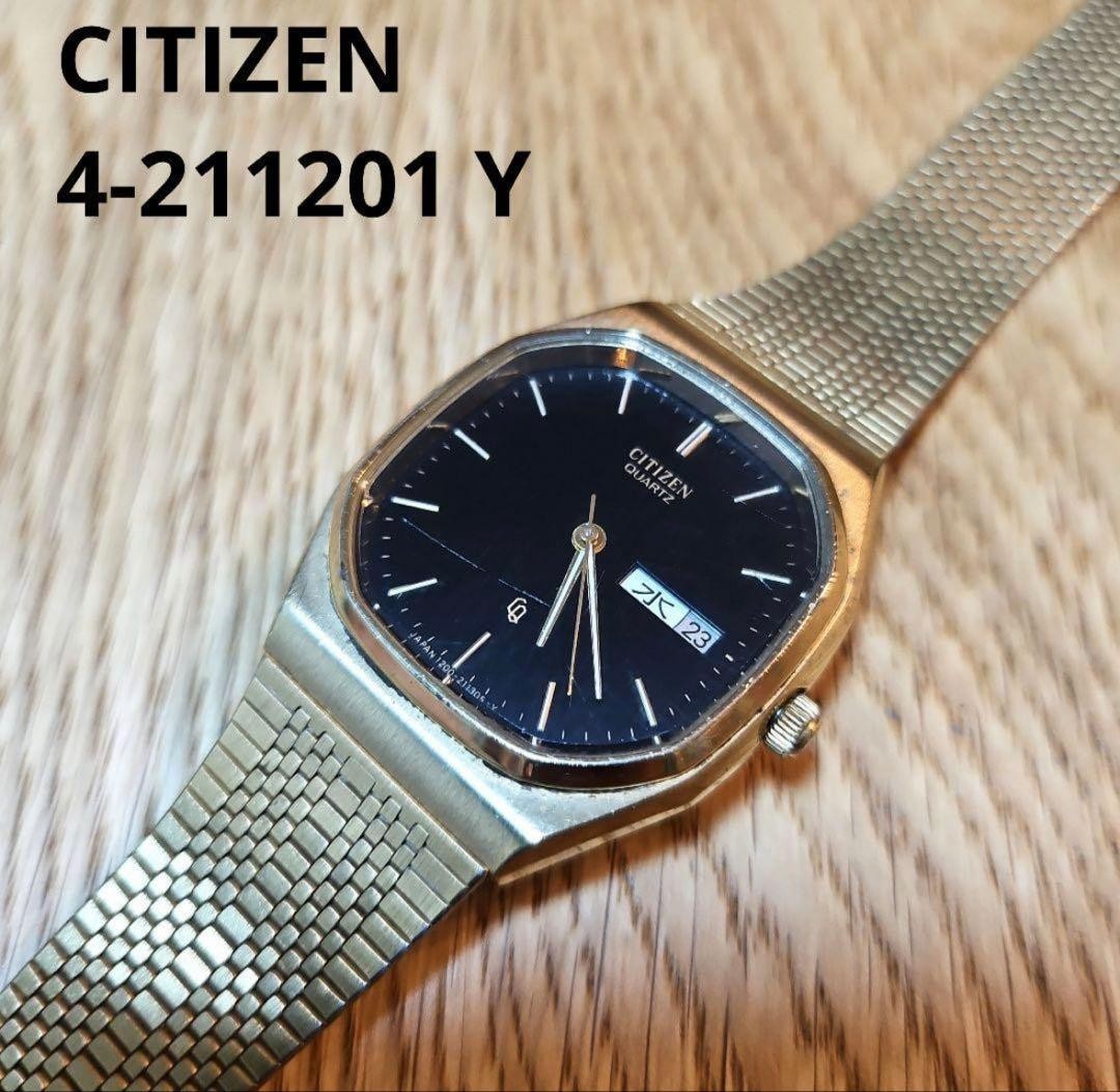 CITIZEN Vintage Watch, Battery Replaced, 4-211201 Y, Black Dial