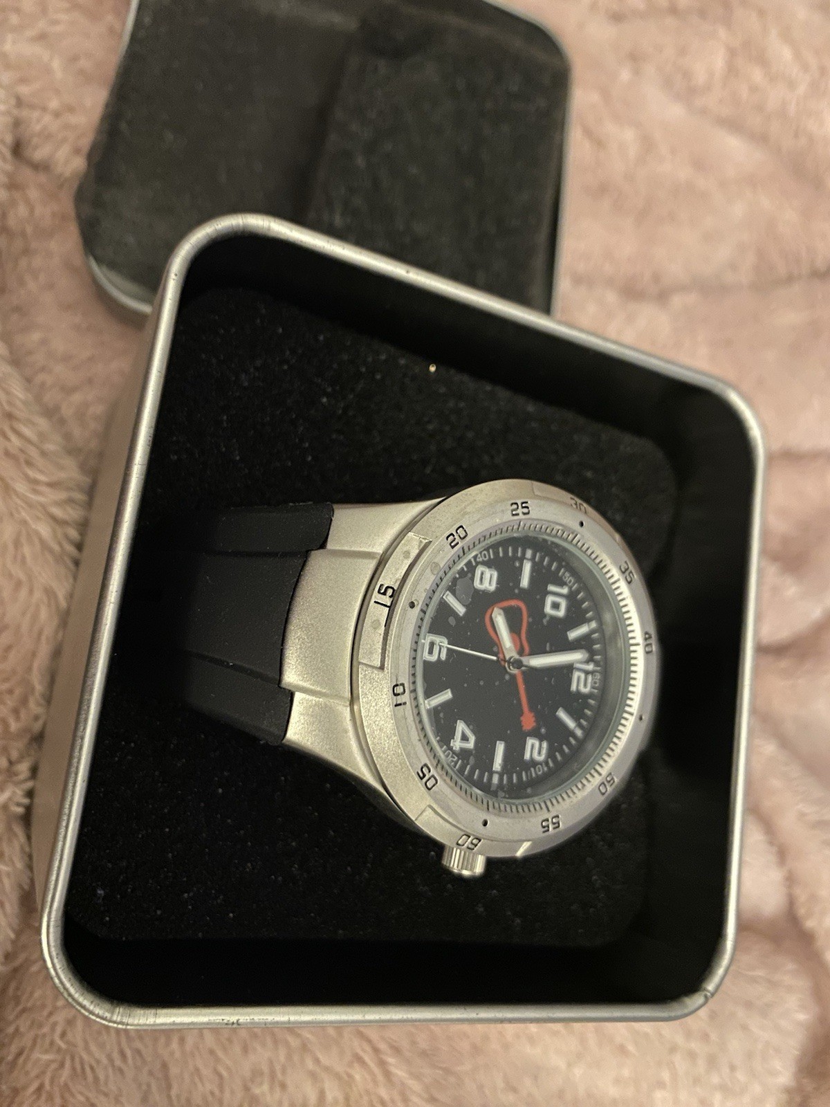 Guitar Wrist Watch Clear Cover Face Red Guitar In Box
