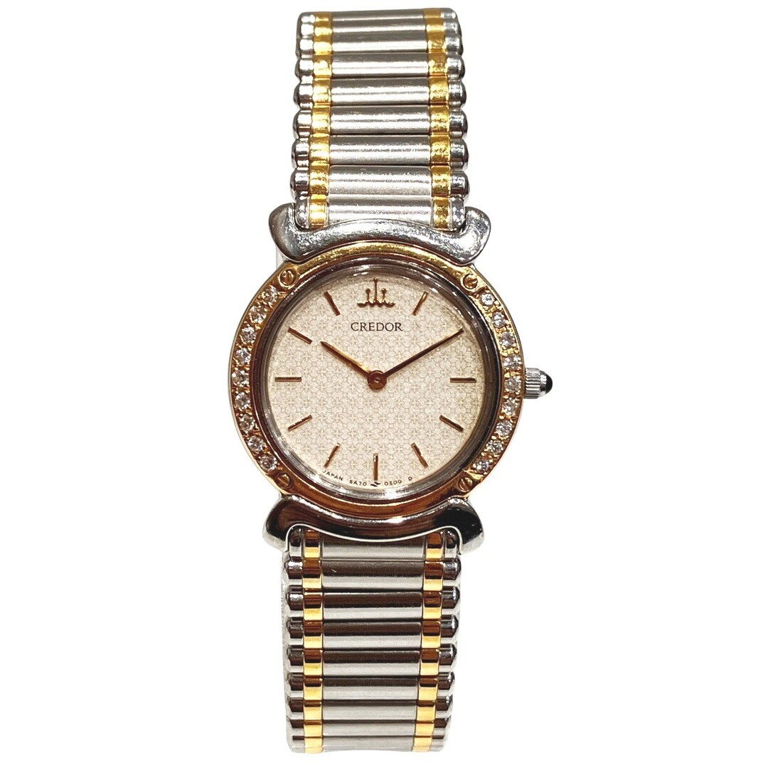 Seiko Credor 5A70-0210 Quartz K18 SS Gold Dial Combi Mens Dress Watch Japan