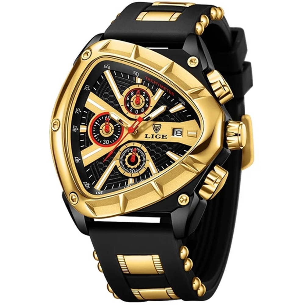 LIGE Men Watch Irregular Triangle Wristwatch Boy Sport Watch Male Silicone Watch