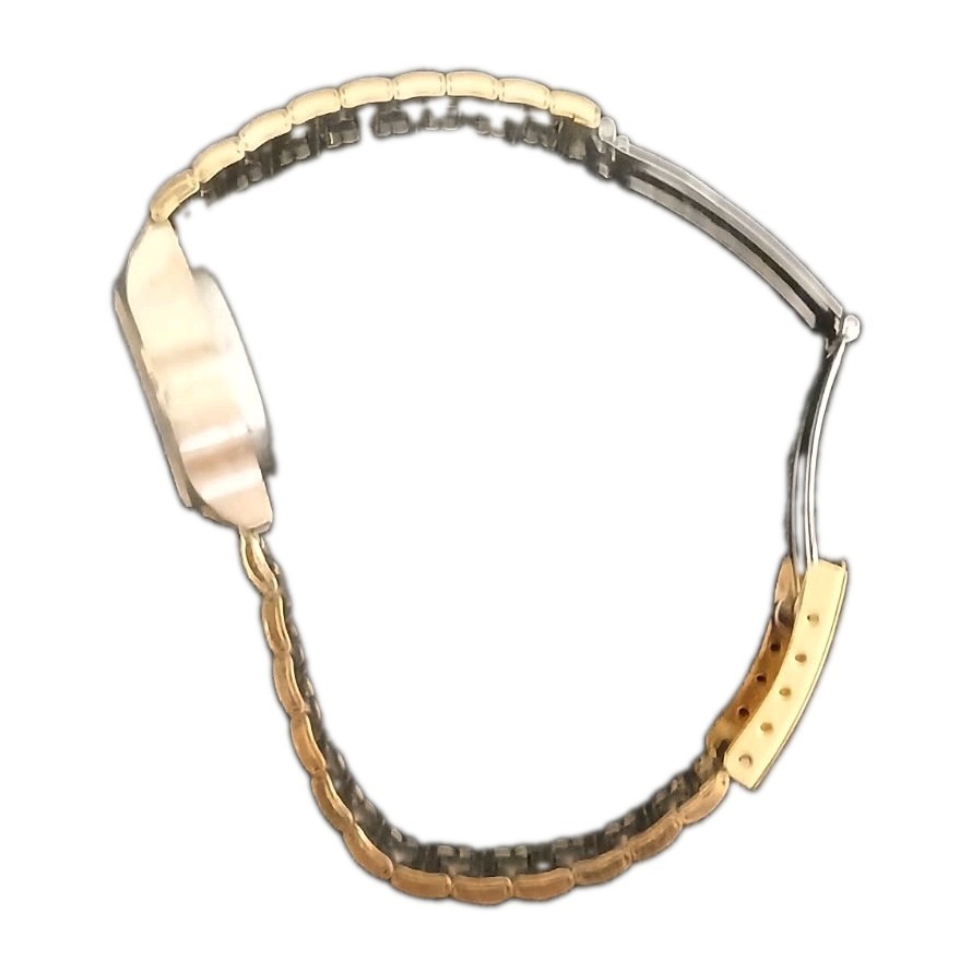 Women’s Analog Gold Tone Round Wristwatch Gray Dial Metal Bracelet 12-Hour