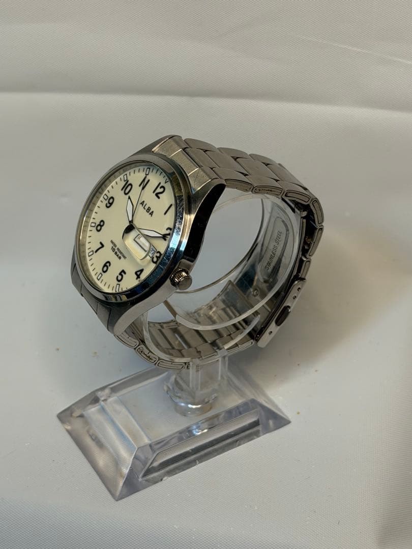 NEW battery Vintage Seiko ALBA VJ33KPBD Men’s Cream Dial Used