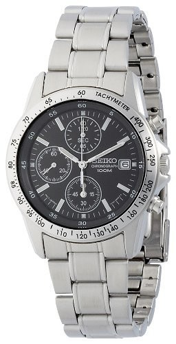 SEIKO SND367PC Chronograph Black Silver Men’s Wrist Watch 10ATM