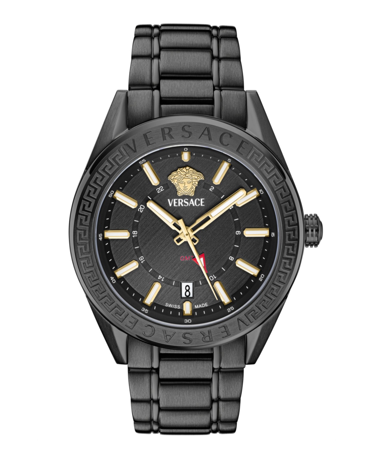 Versace Mens Black 42mm Bracelet Fashion Watch