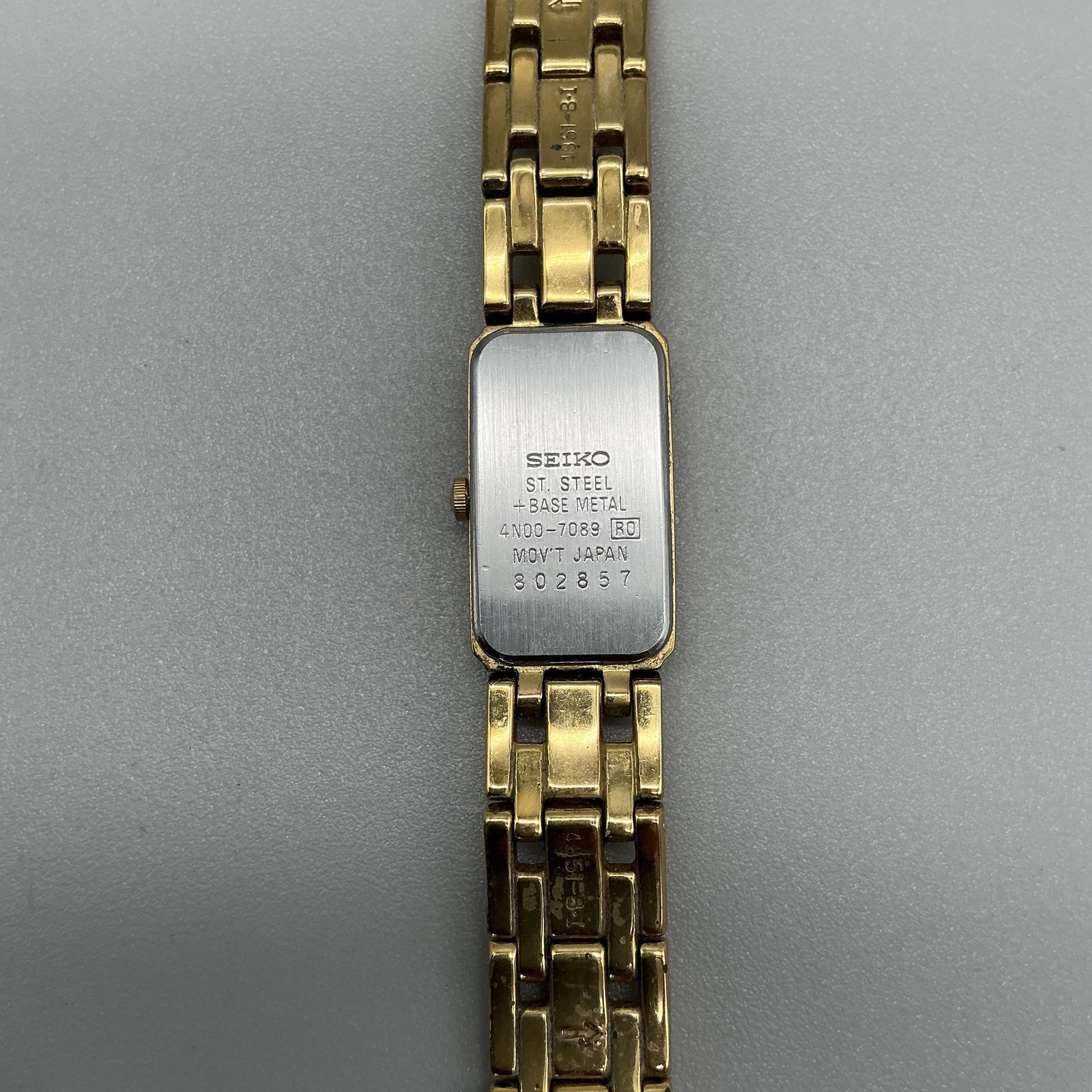 Seiko Womens Watch 15mm White Dial Gold Tone Bracelet 4N00-7089 New Battery 7.5″