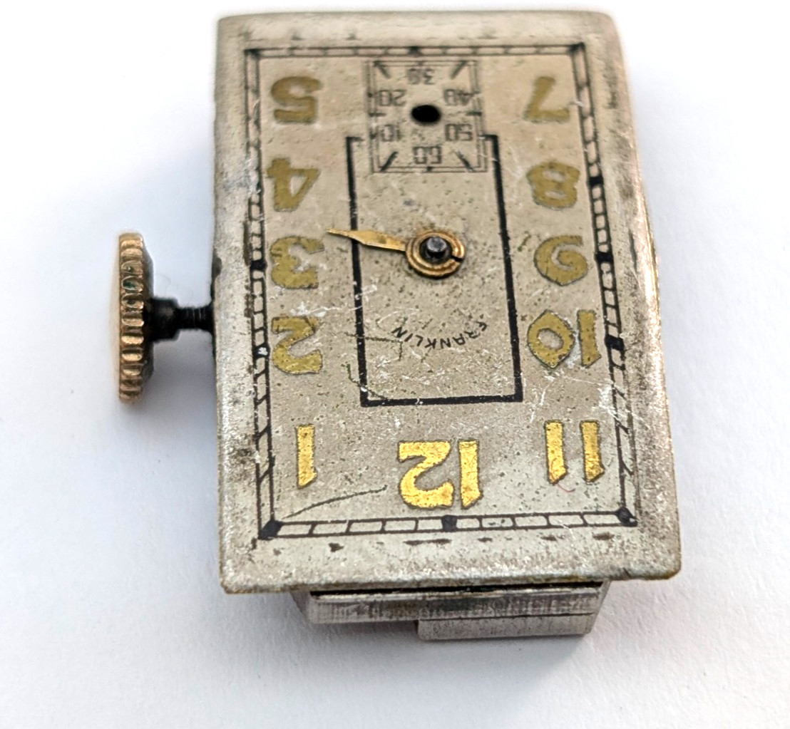 Vintage FRANKLIN Gotham Watch Co UGJN 7j Art Deco 15mm Movement PARTS or REPAIR