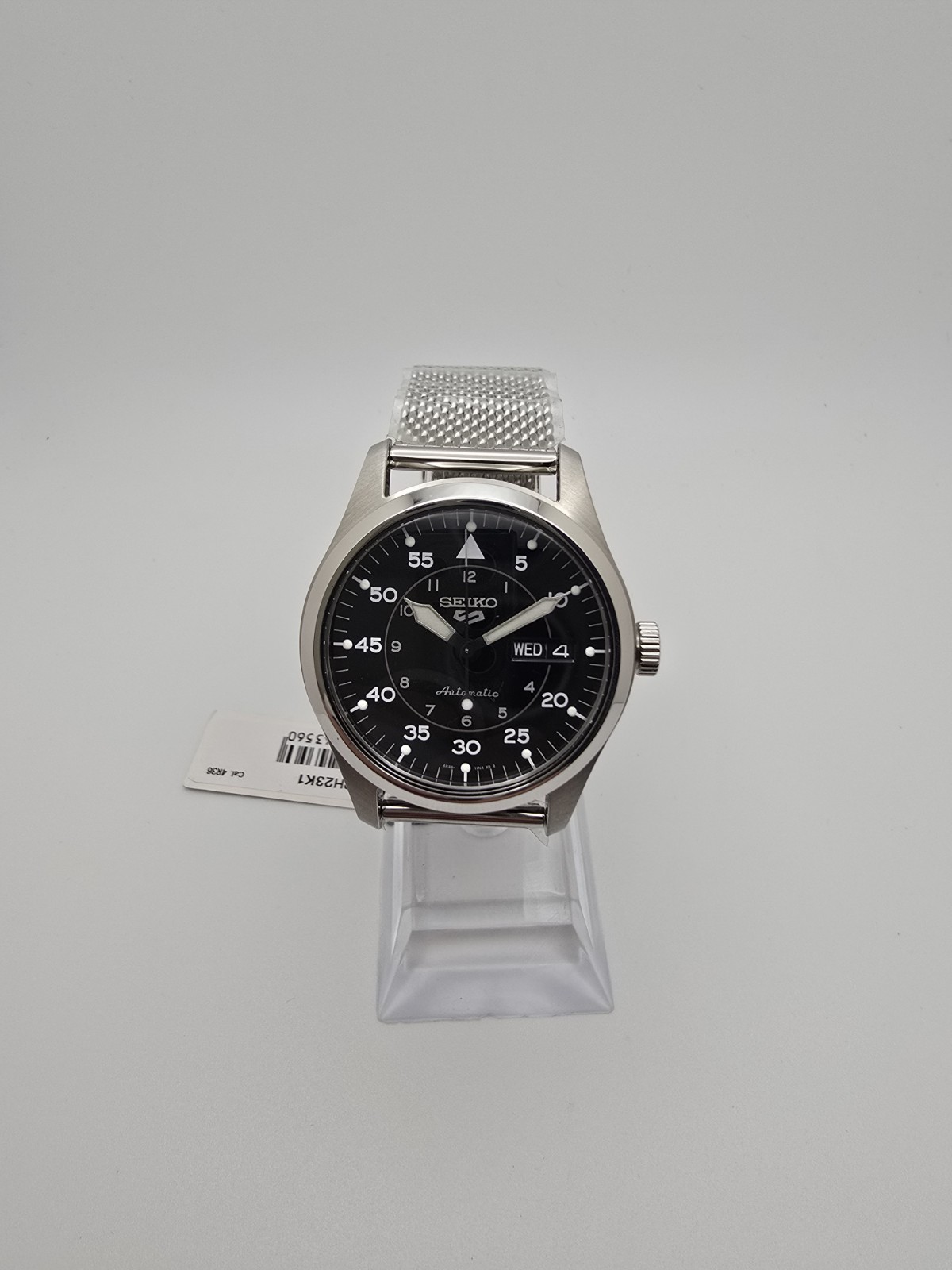 Seiko SRPH23K1 5 Sports Field Flieger Black Dial Automatic Mesh Men’s Watch
