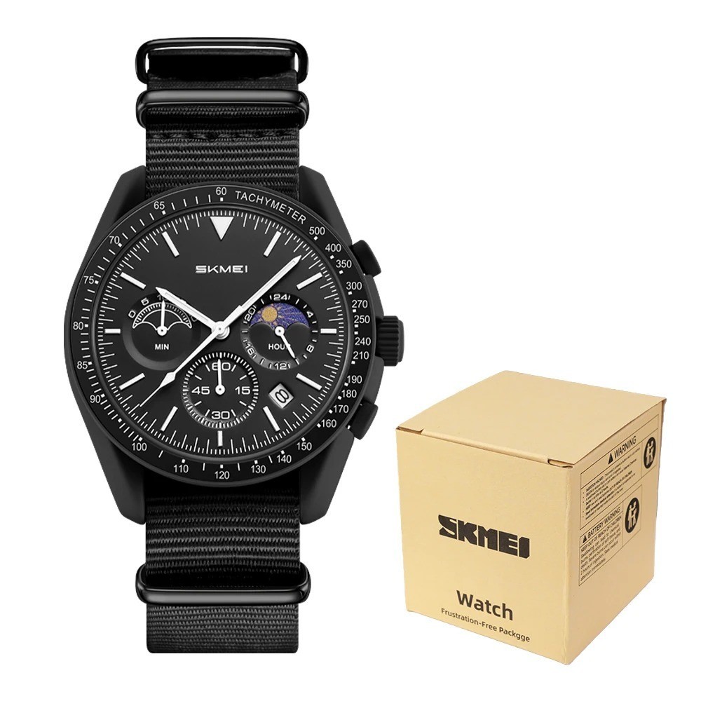 SKMEI 9392 Men Quartz Watch Chronograph Nylon Strap Luminous Tachymeter Date