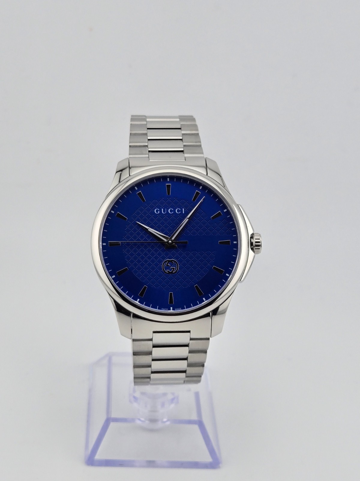 Gucci G-Timeless YA126371 Men’s Stainless Steel Blue Dial Watch ⌚