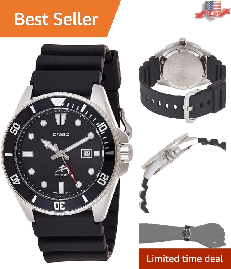 Black Dive Watch – Diver-Inspired Rotating Bezel, Water Resistant, Easy Reading