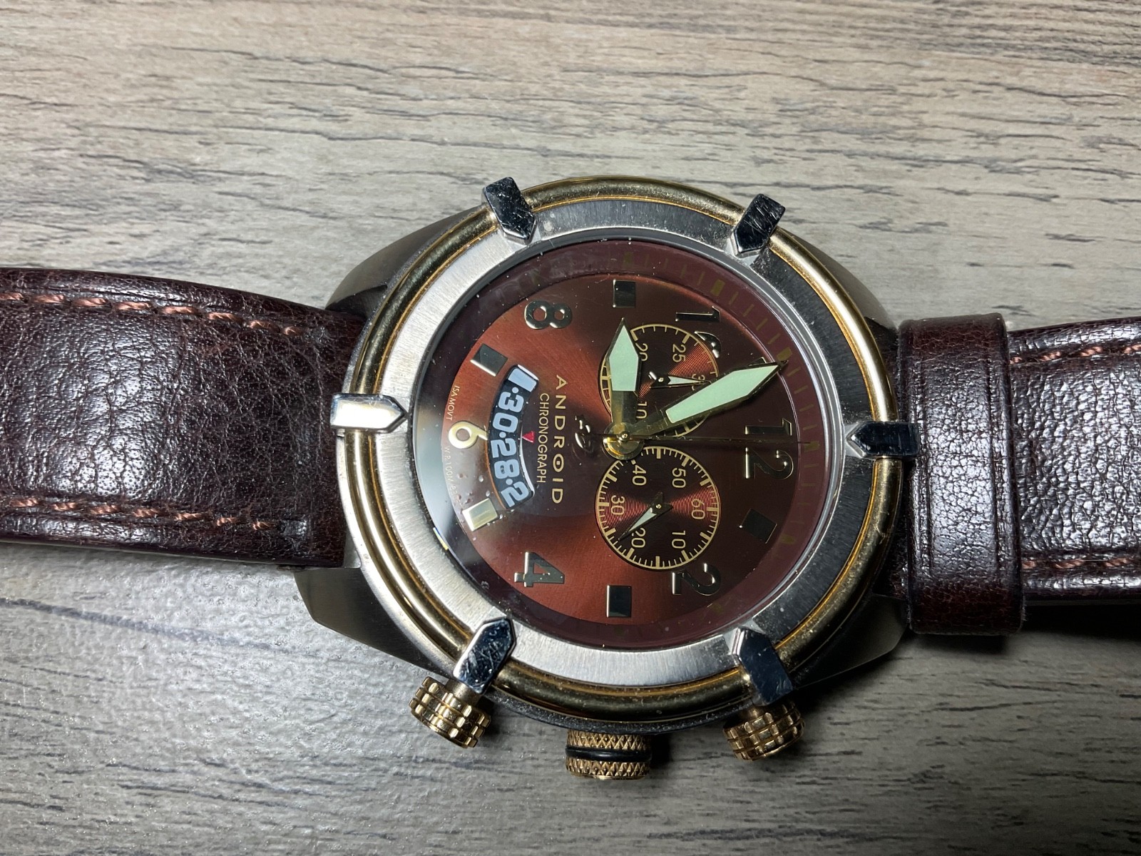Vintage ANDROID Naval-2 AD466 Chronograph Leather Mens Watch – AS IS