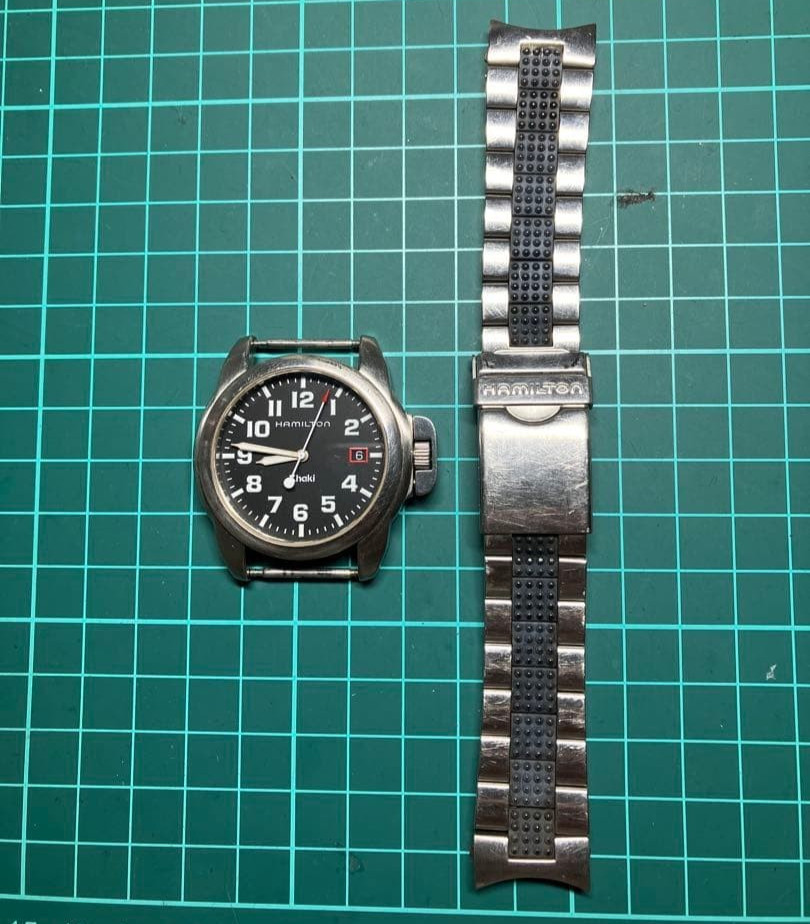 Hamilton Khaki 6309 Black Dial Quartz Date Men’s Watch Works Junk Bracelet Japan