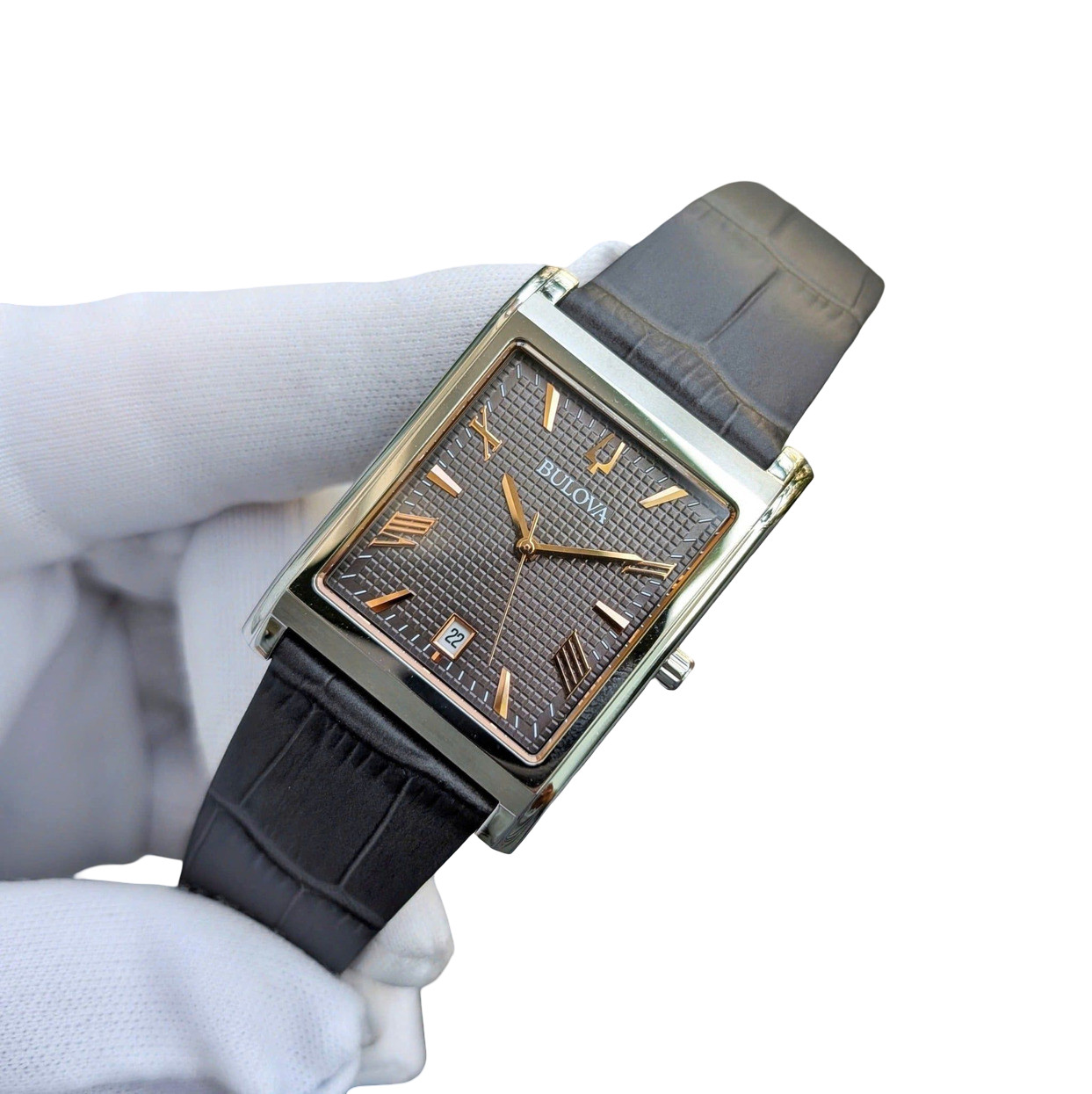Bulova 96B443 Sutton Sapphire Crystal Leather Band Men’s Watch