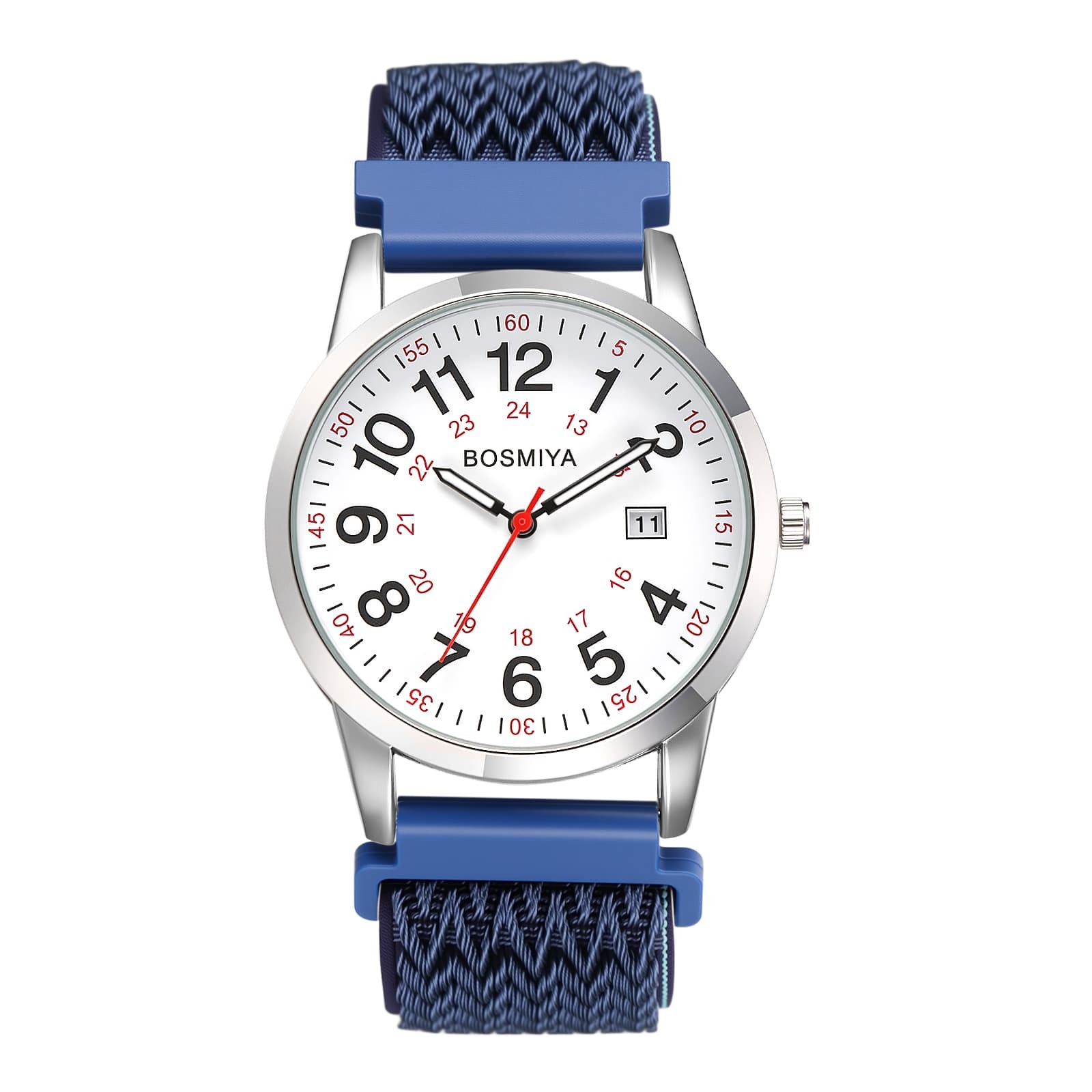 Women Boho Colorful Woven Elastic Band 24Hour Quartz Wristwatch Easy Reader Date