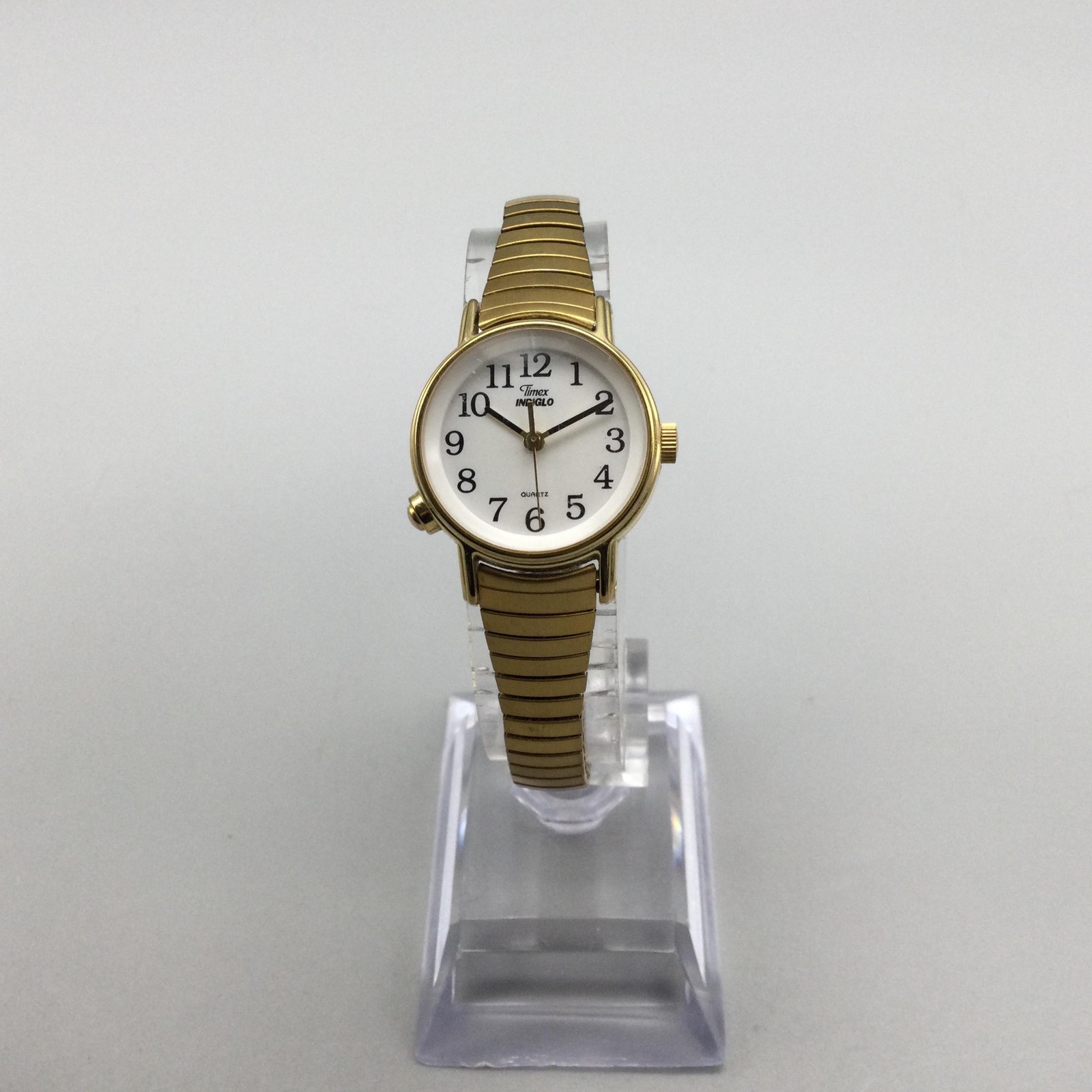 Timex Indiglo Womens Watch 23mm White Dial Gold Tone Expansion New Battery