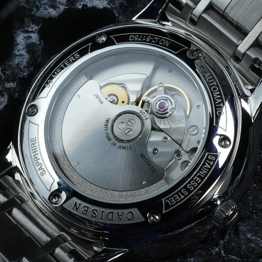 CADISEN Ultra-thin Mechanical Wriswatch Japan MIYOTA 9015 Sapphire Crystal