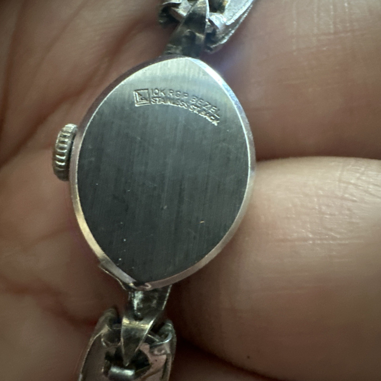 Working VTG Andre Bouchard Swiss Ladies Watch Silver 10K RGPB 15mm -Broken Band