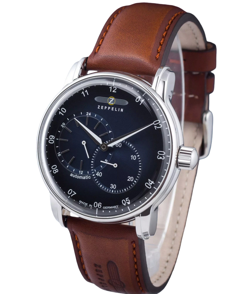 Zeppelin Automatic Blue Dial Chronograph 8662-3 Brown Leather Band Men’s Watch