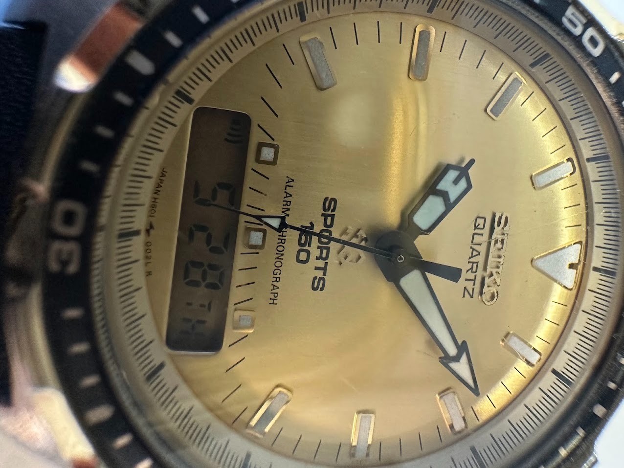 Vintage Seiko Sports 150 H601-0029 Ana Digi Alarm Chronograph 41mm Working