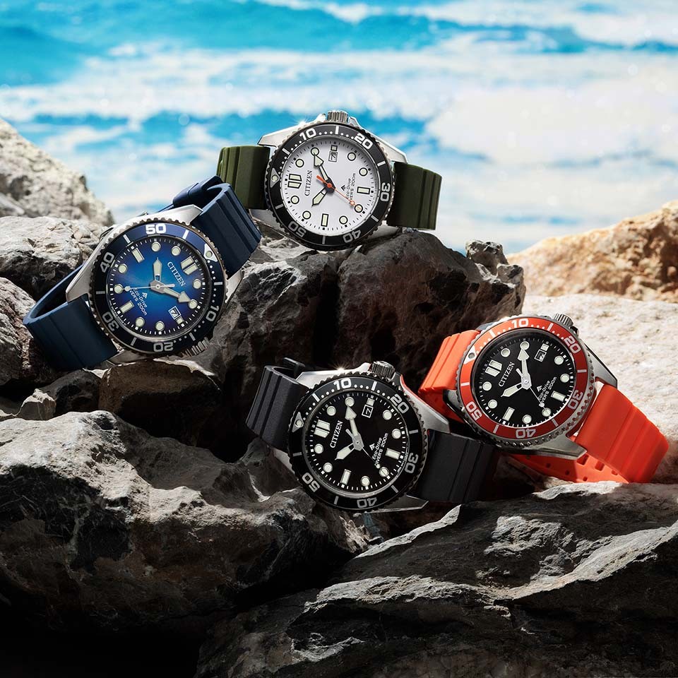 CITIZEN PROMASTER MARINE BN0268-01E Eco-Drive Black Dial Orange Band 40.6mm