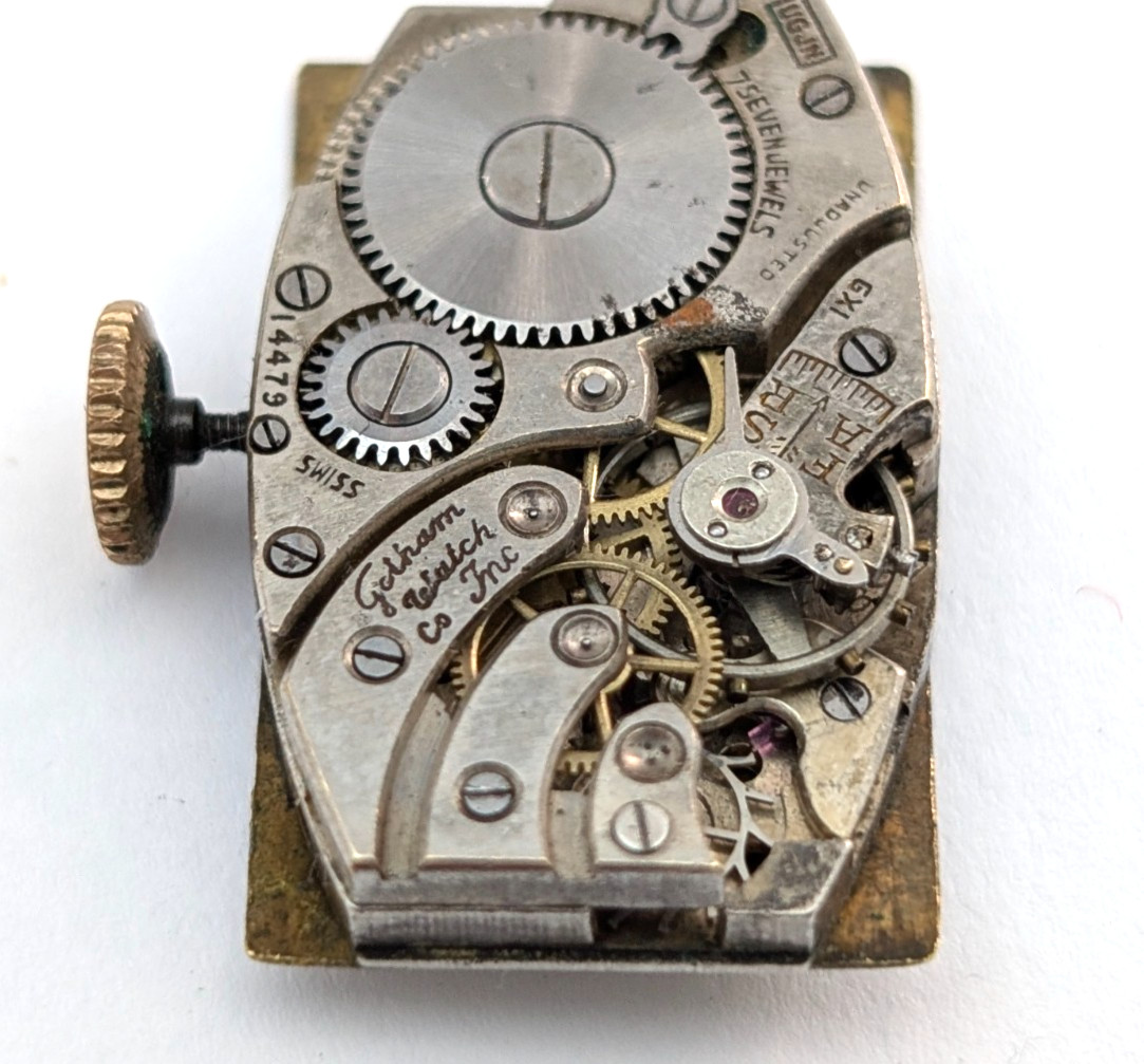 Vintage FRANKLIN Gotham Watch Co UGJN 7j Art Deco 15mm Movement PARTS or REPAIR