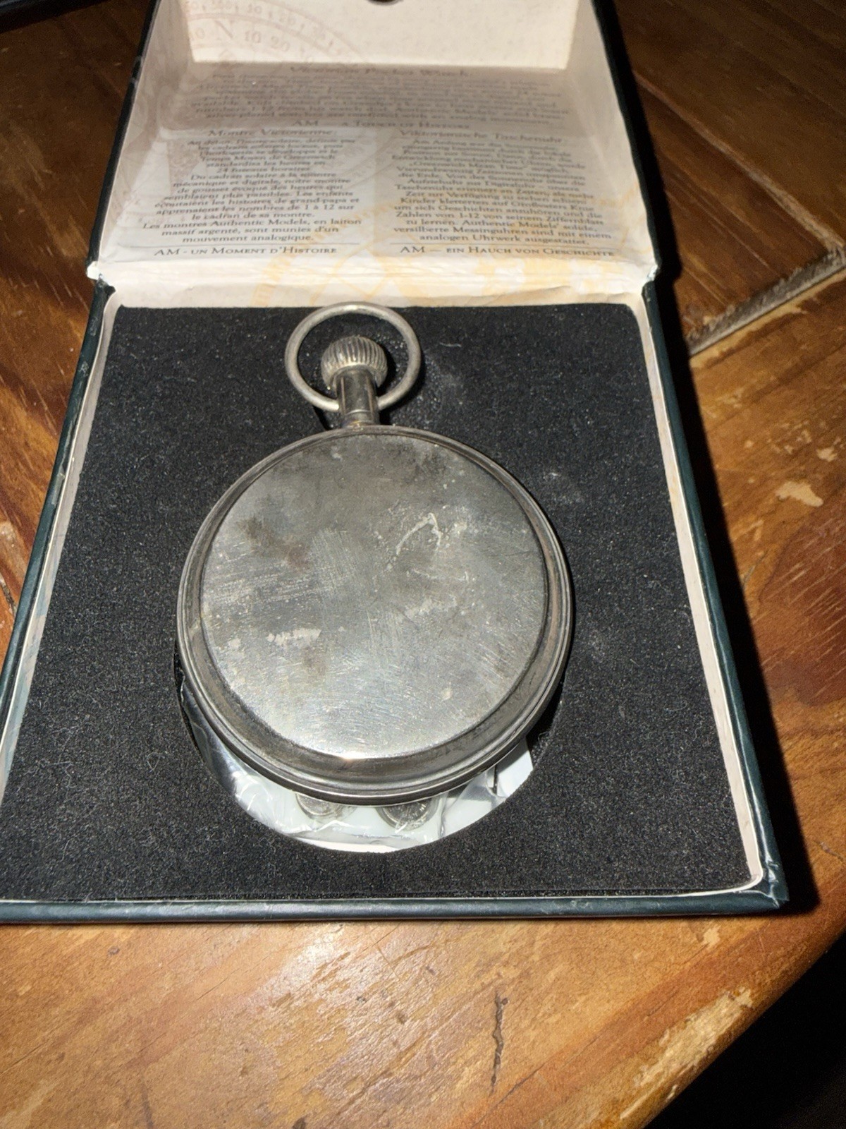 Authentic Models Victorian Pocket Watch Silver Brass Manual Roman Numerals Boxed