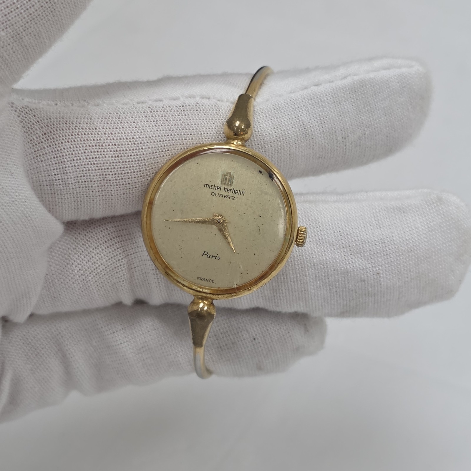 Michel Herbelin Gold Plated Quartz France Bangle Ladies Watch Parts/Repair