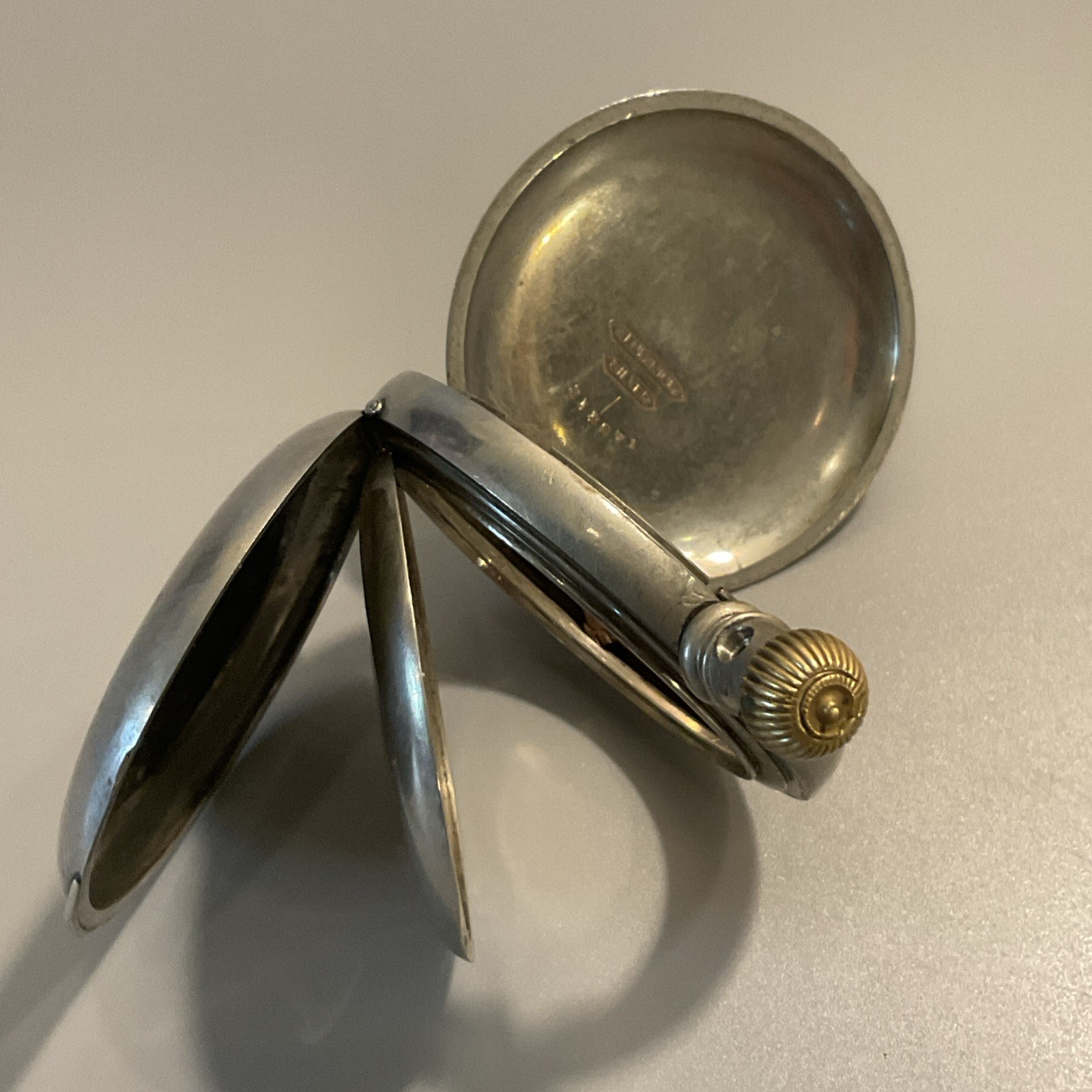 Vintage Antique Pocket Watch Case Only Hunter Aluminum Silver