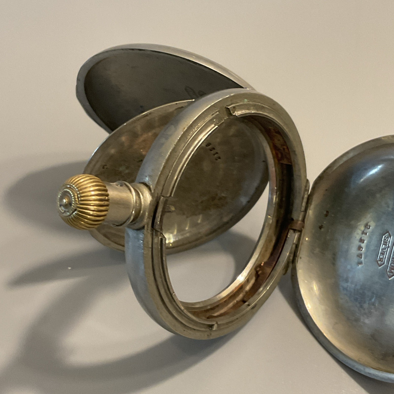 Vintage Antique Pocket Watch Case Only Hunter Aluminum Silver