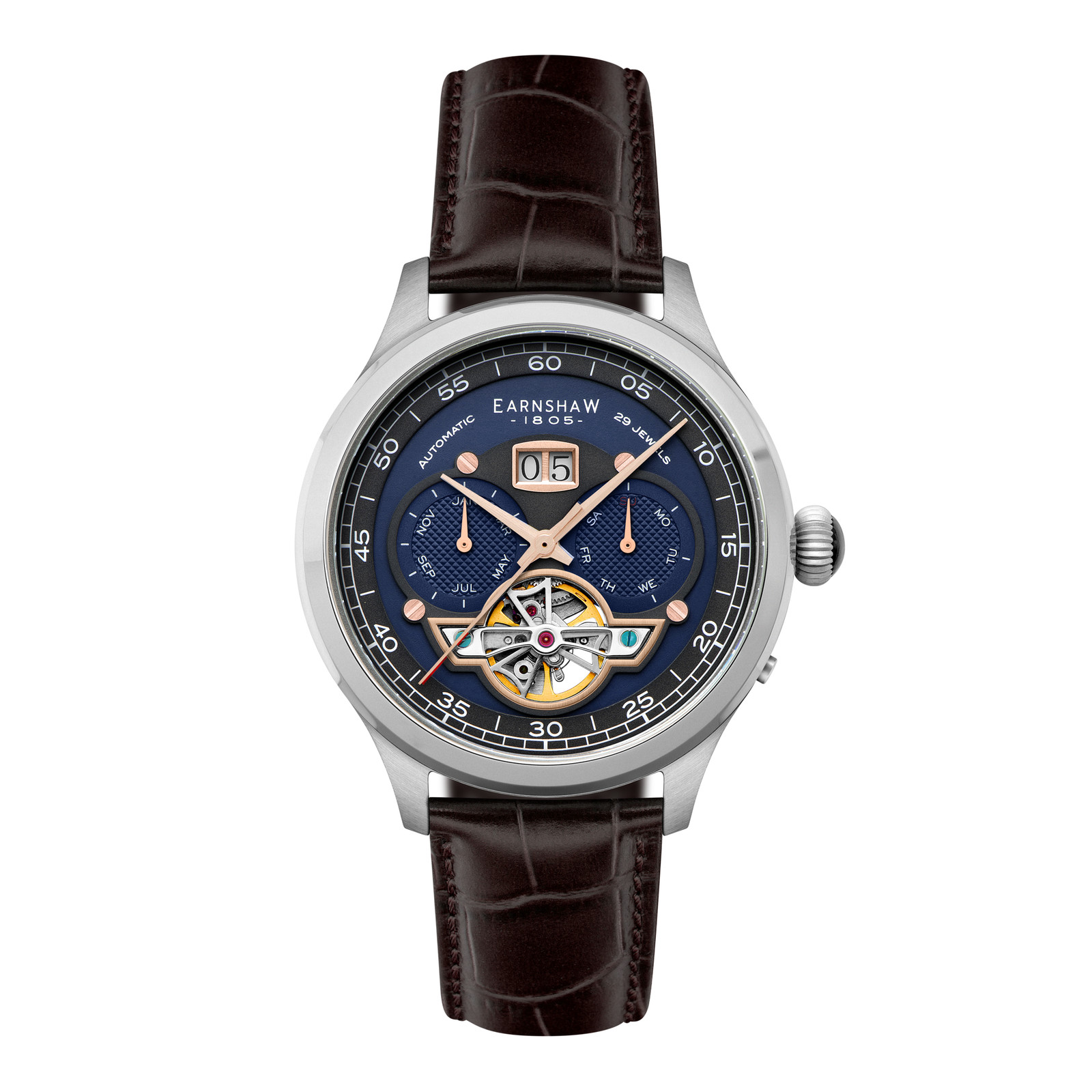 Thomas Earnshaw Baron Stainless Steel 43mm Automatic Wristwatch ES-8187-02