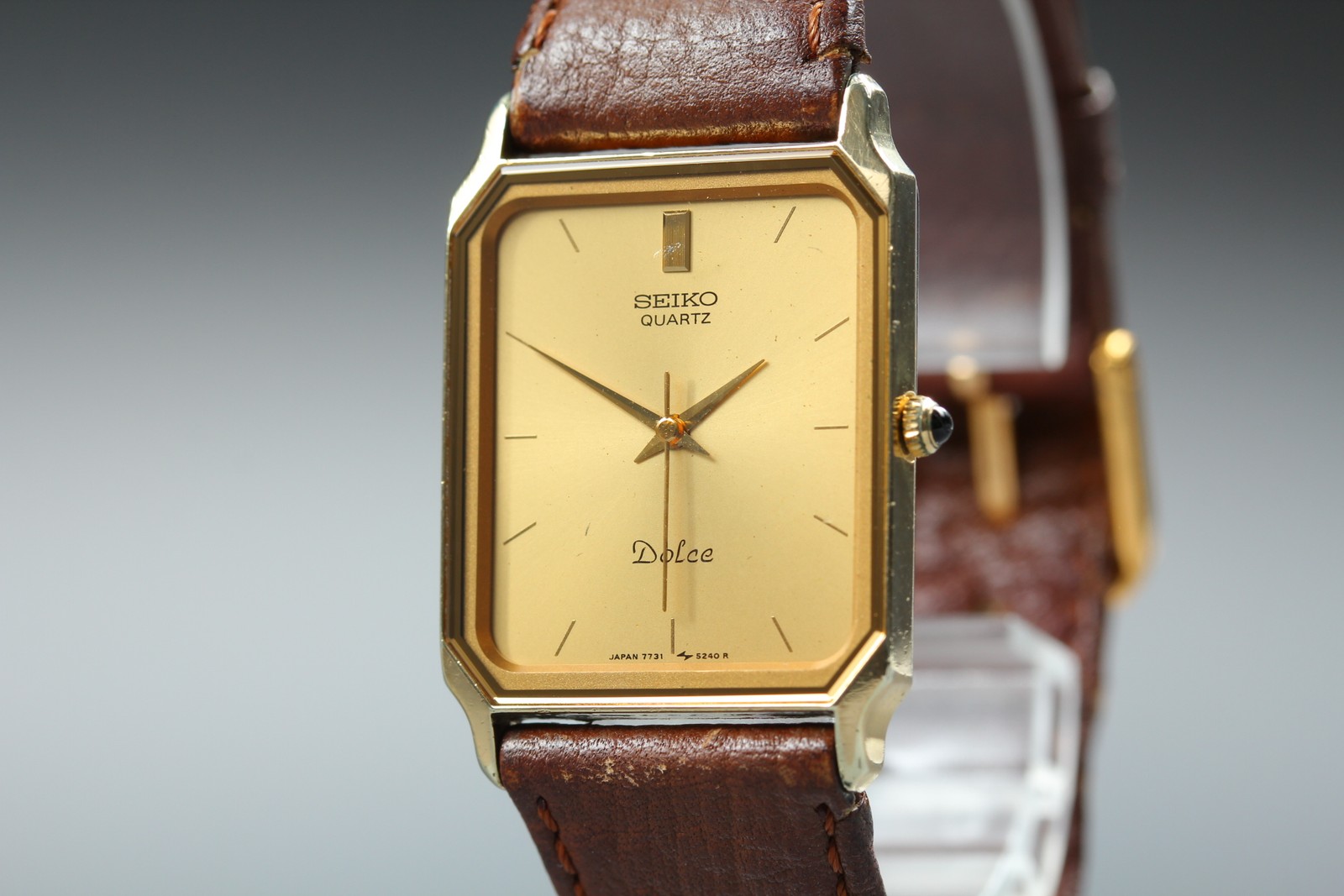 [Near MINT] Seiko Dolce 7731-5210 Gold Dial Quartz Men’s Watch From JAPAN