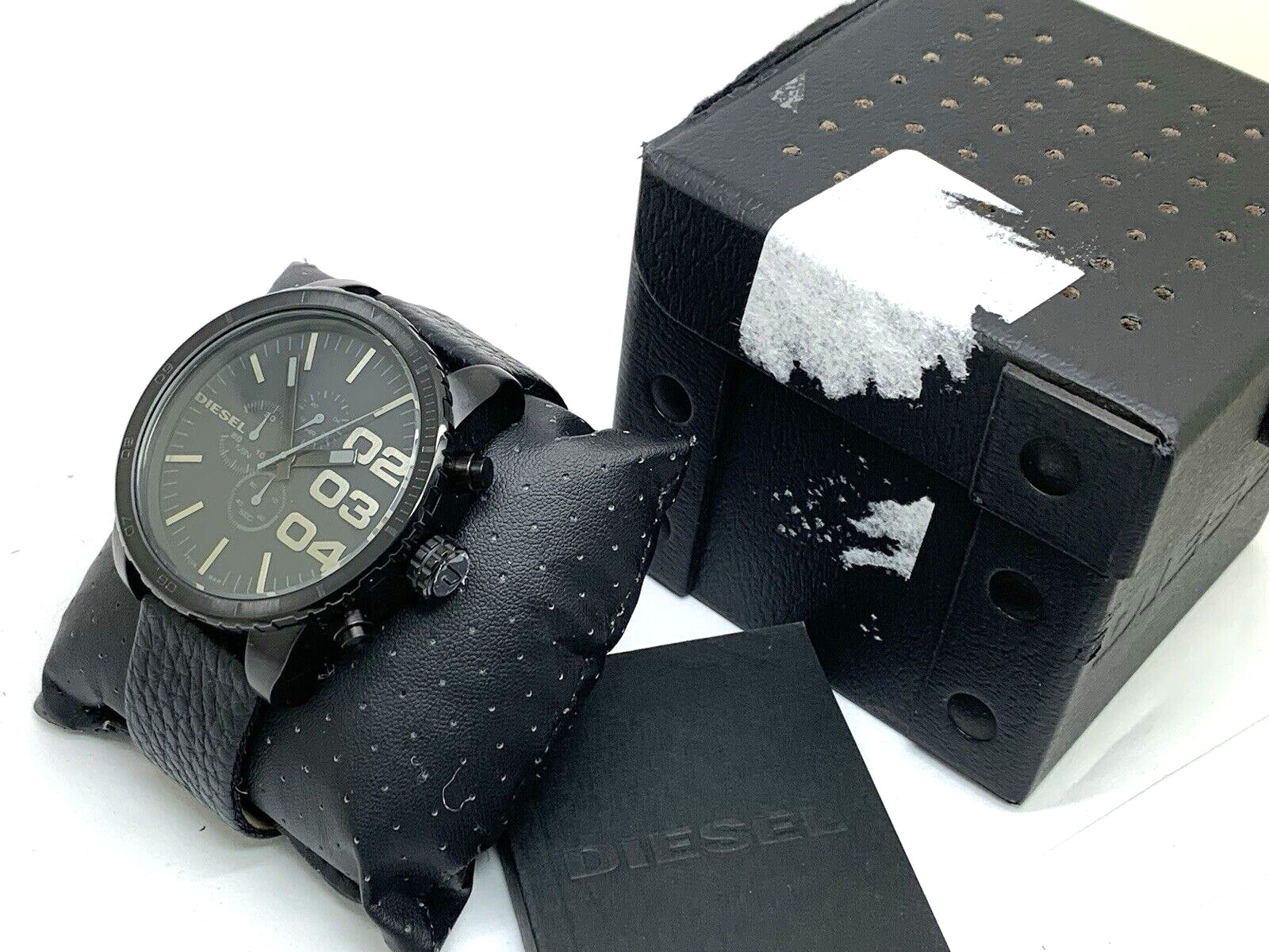 Diesel Men’s Watch DZ4216 Quartz Chronograph Black Dial Leather Band 52mm