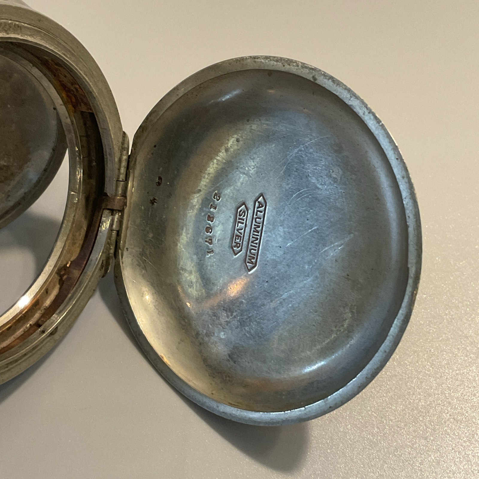 Vintage Antique Pocket Watch Case Only Hunter Aluminum Silver