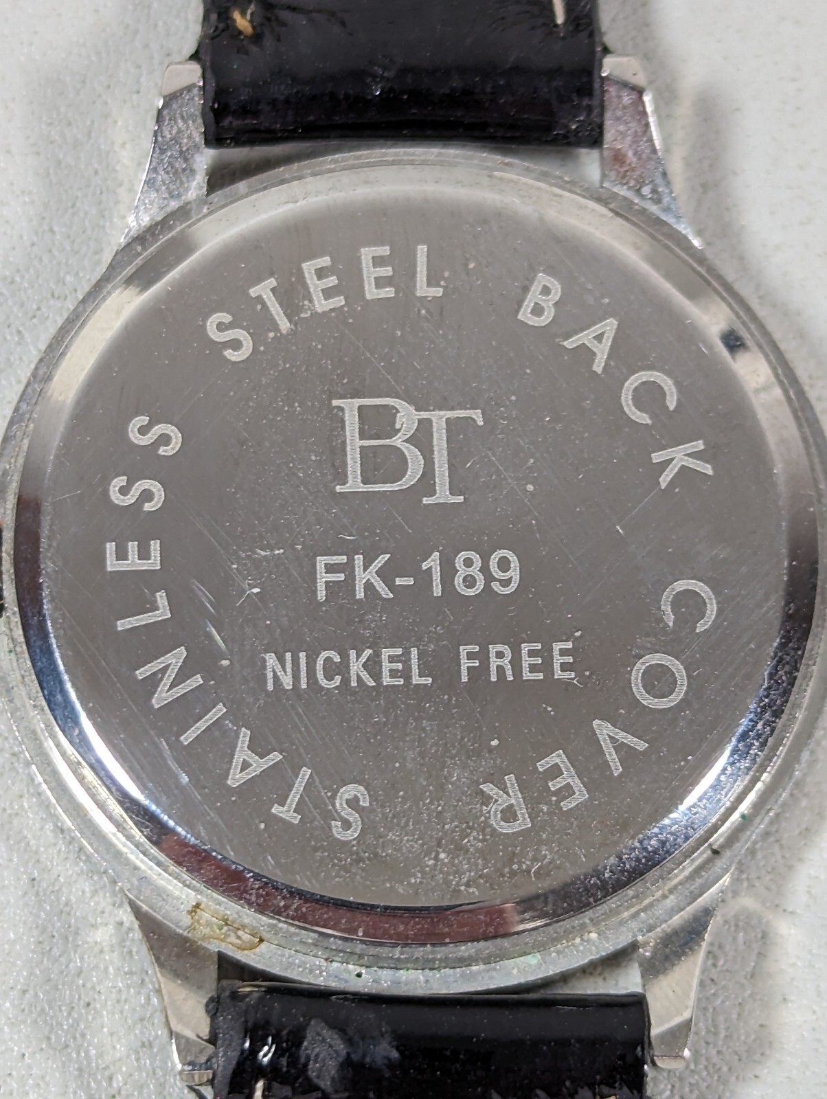 Black Silver Tone Dial Round Case Black Band Watch